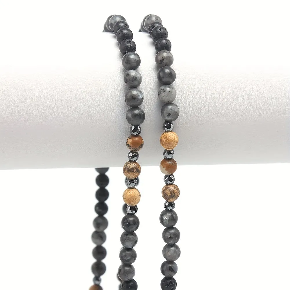 Glitter Stone Beaded Y Necklace