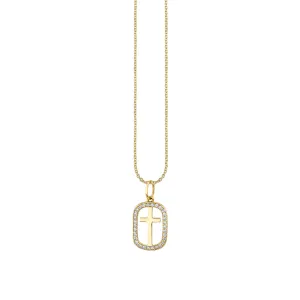 Gold & Diamond Cross Open Icon Charm