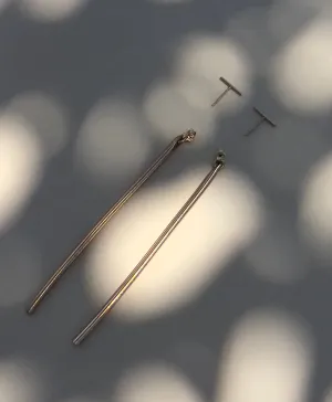 Gold Bar Stud with Long Bar Earrings