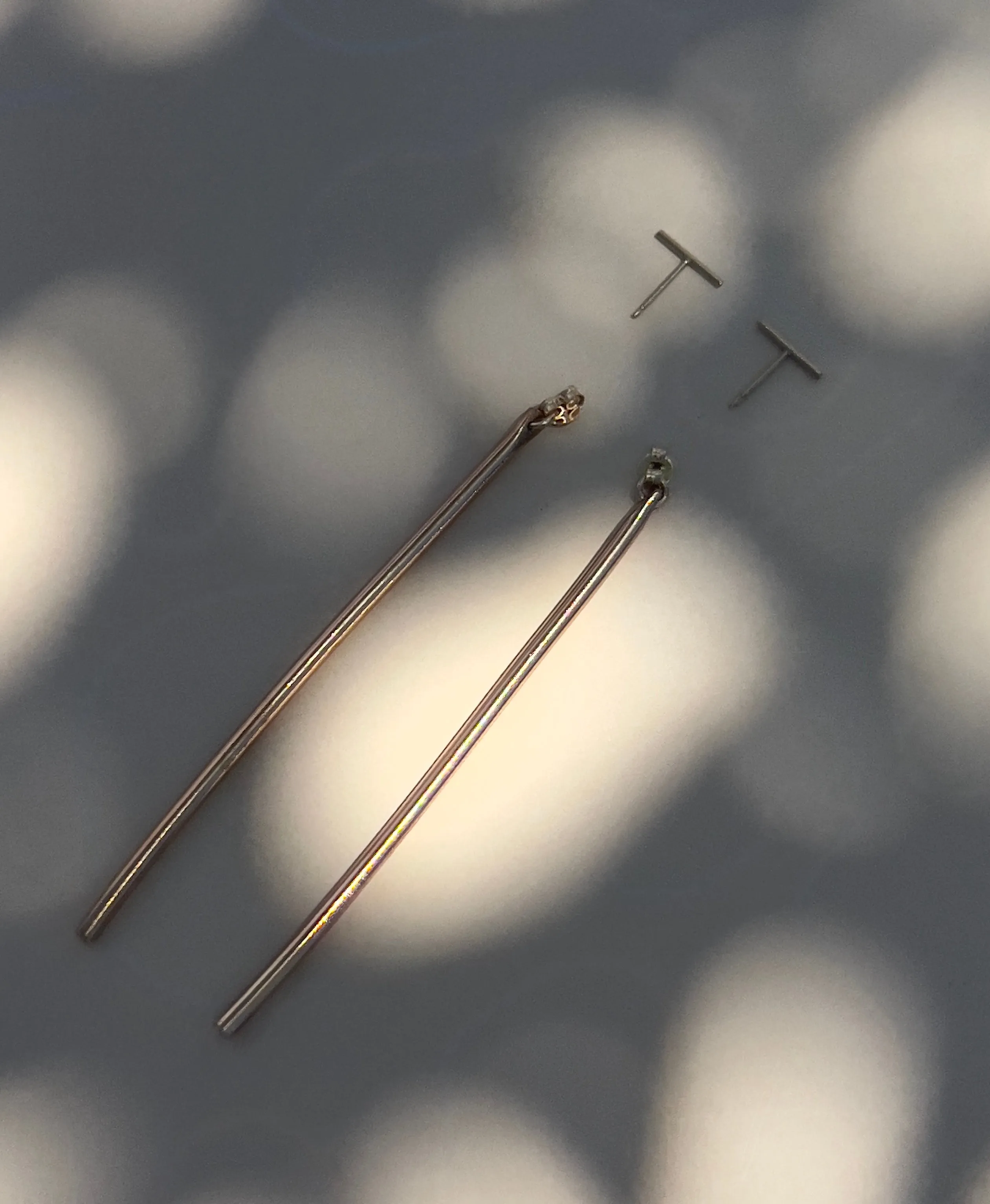 Gold Bar Stud with Long Bar Earrings