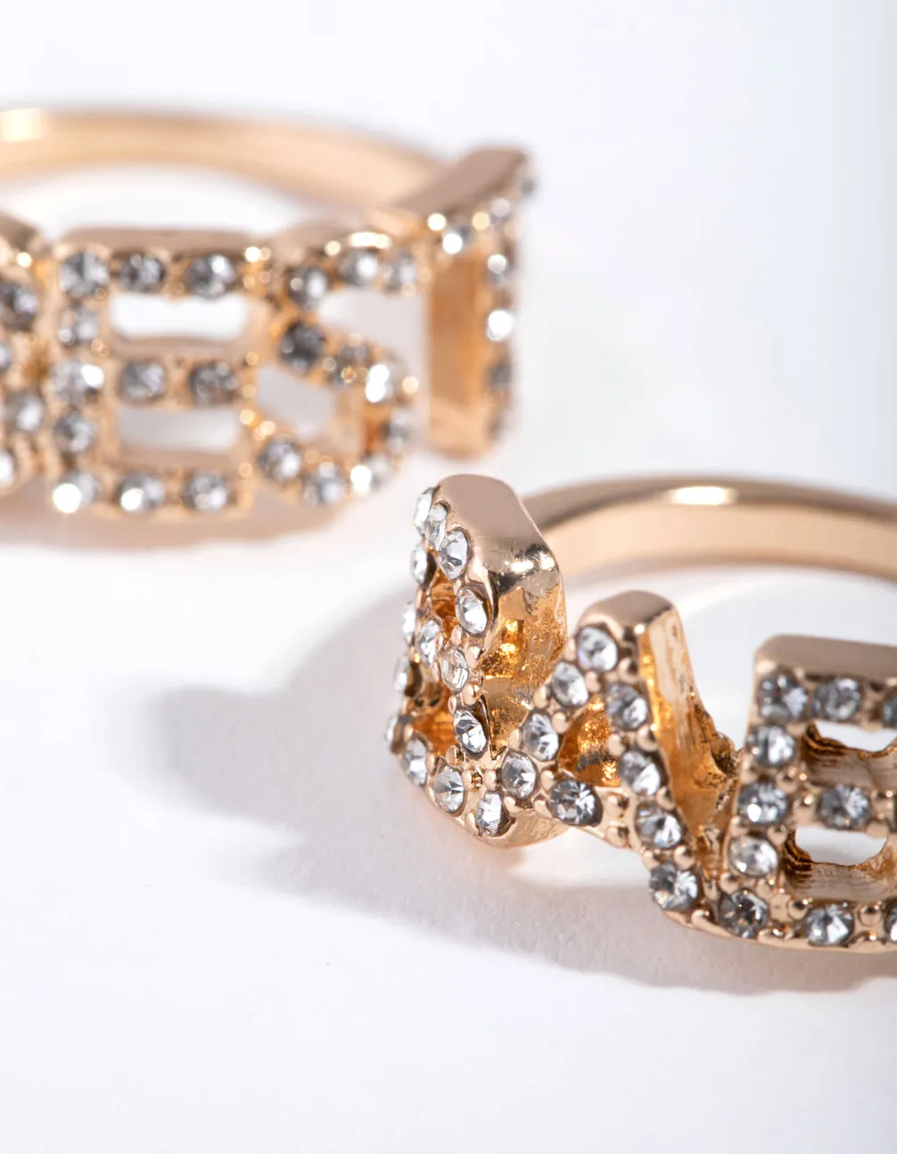 Gold Best Babe Ring Set