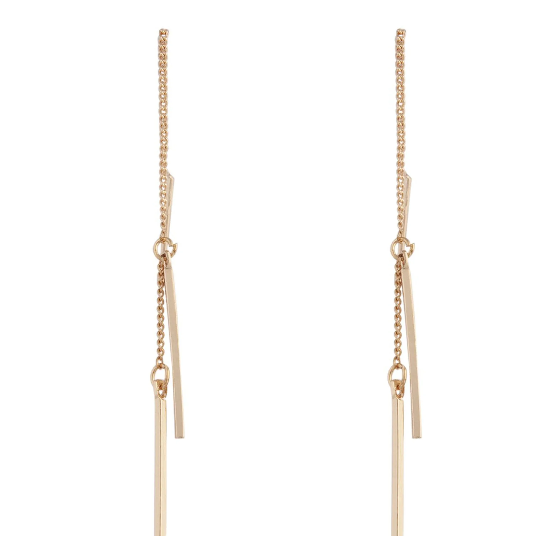 Gold Chain & Bar Drop Earrings