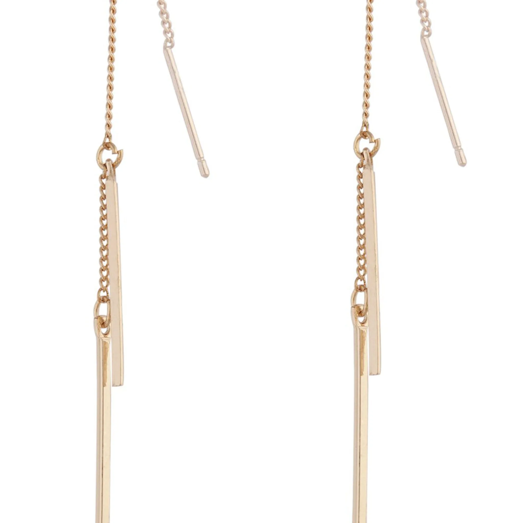 Gold Chain & Bar Drop Earrings