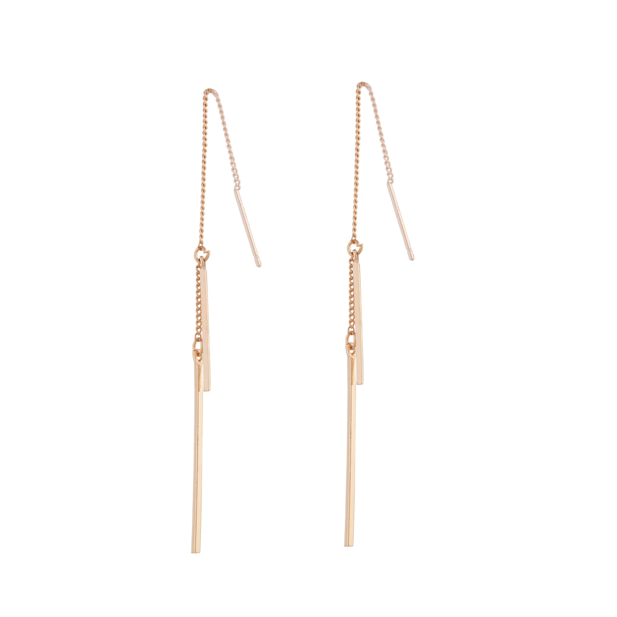 Gold Chain & Bar Drop Earrings