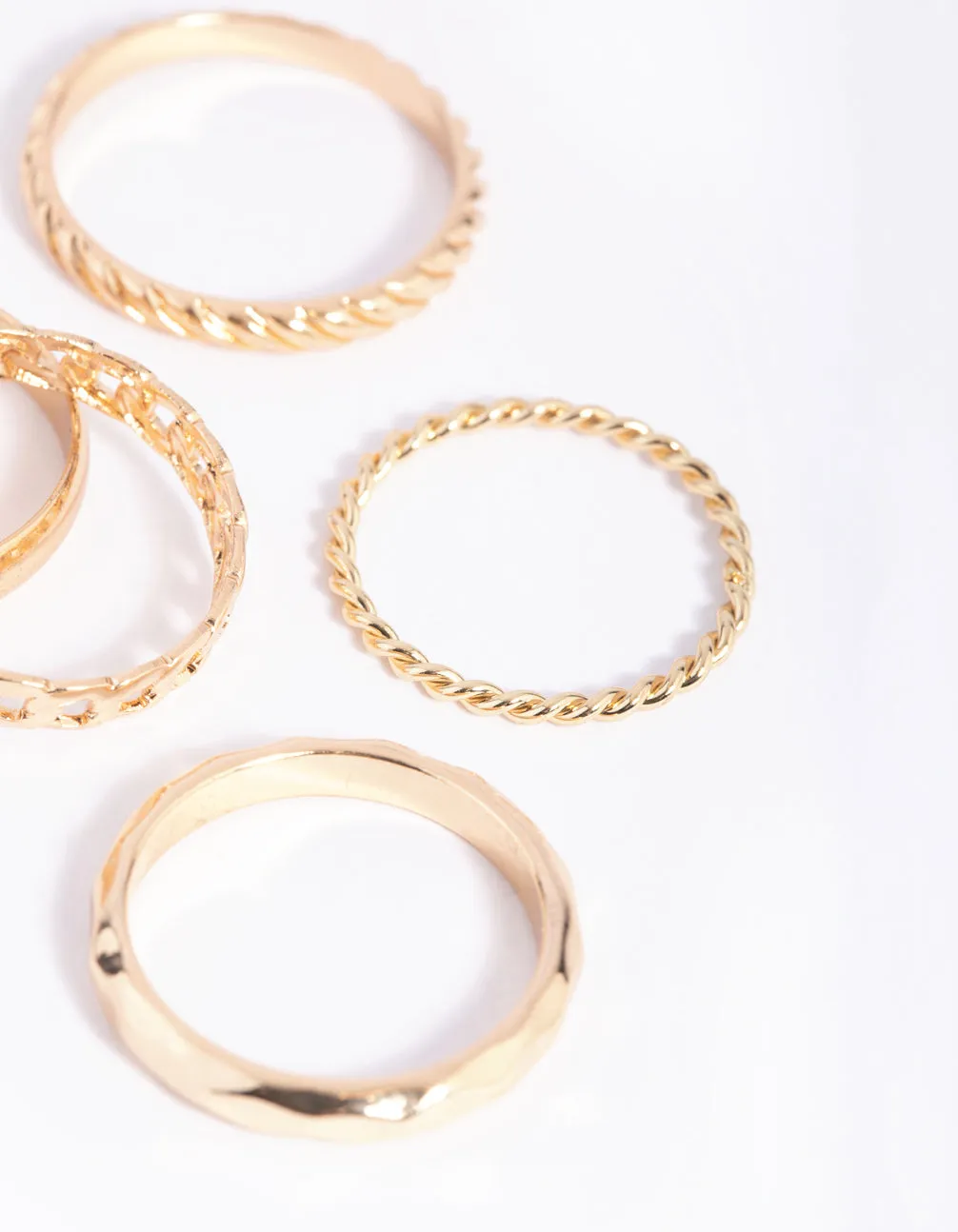 Gold Chain Link Ring 5-Pack
