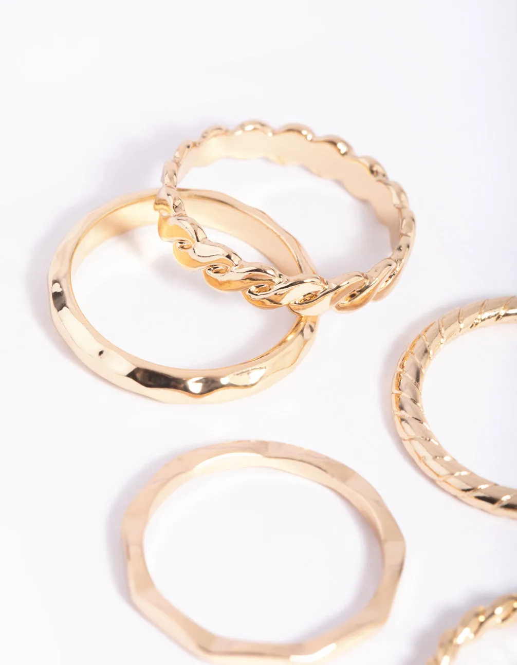 Gold Chain Link Ring 5-Pack