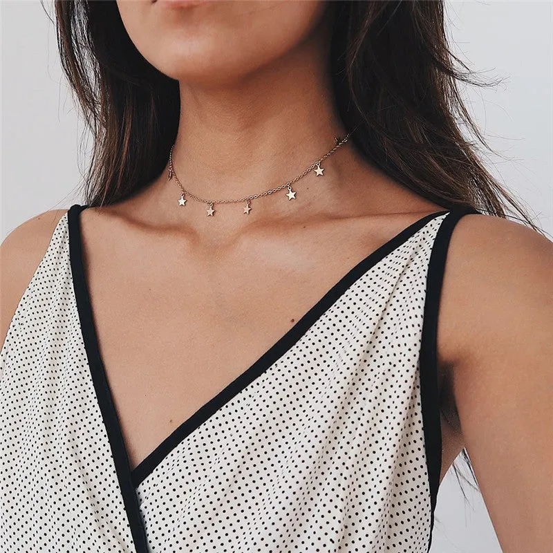 Gold Color Star Pendant Necklaces