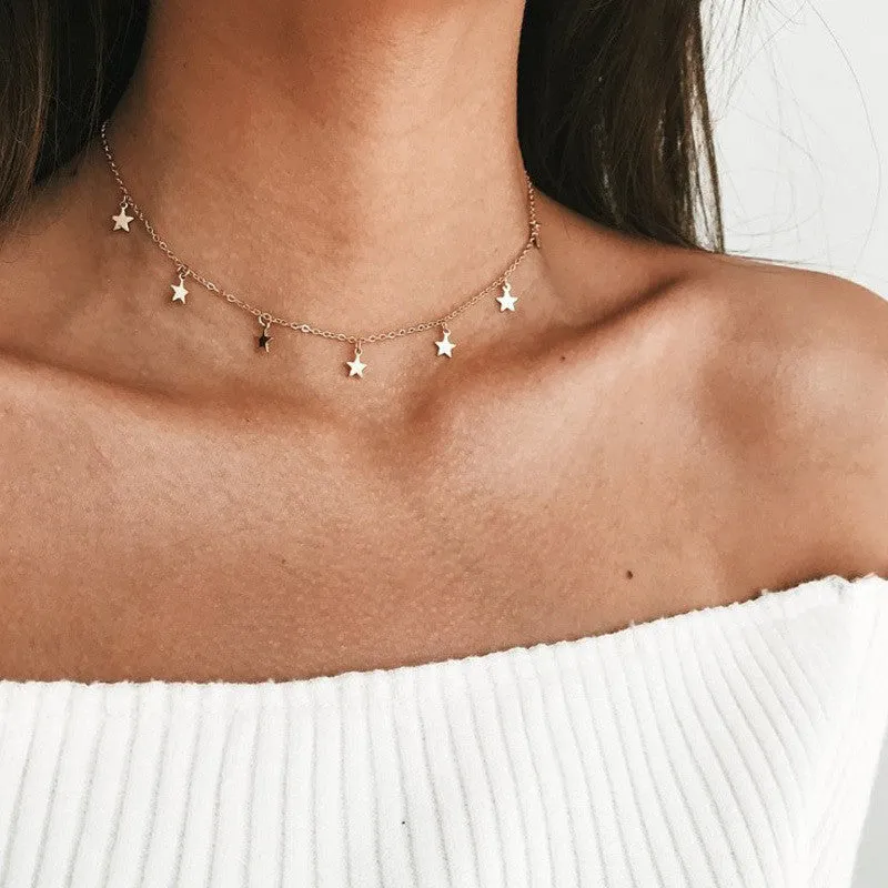 Gold Color Star Pendant Necklaces