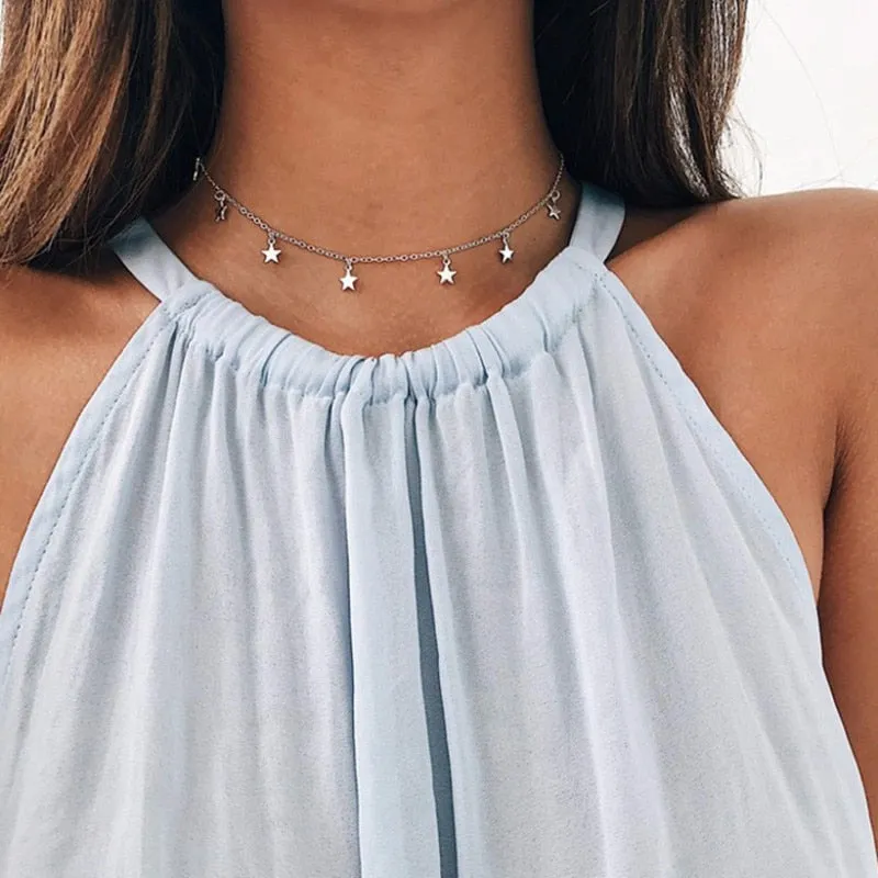 Gold Color Star Pendant Necklaces