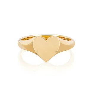 Gold Heart Signet Ring