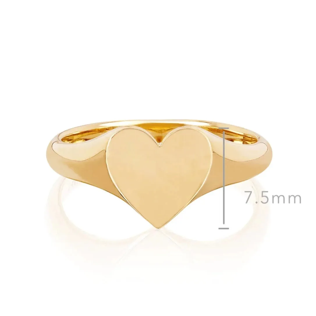 Gold Heart Signet Ring