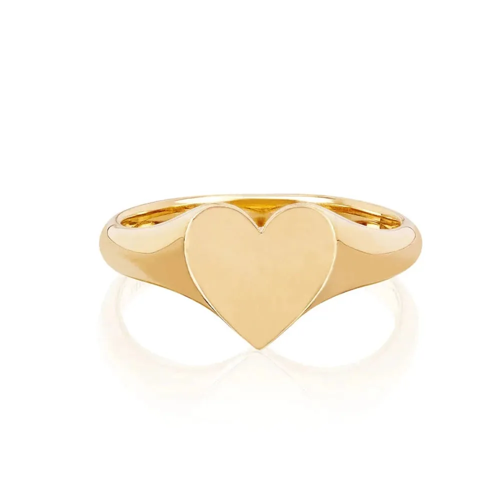 Gold Heart Signet Ring