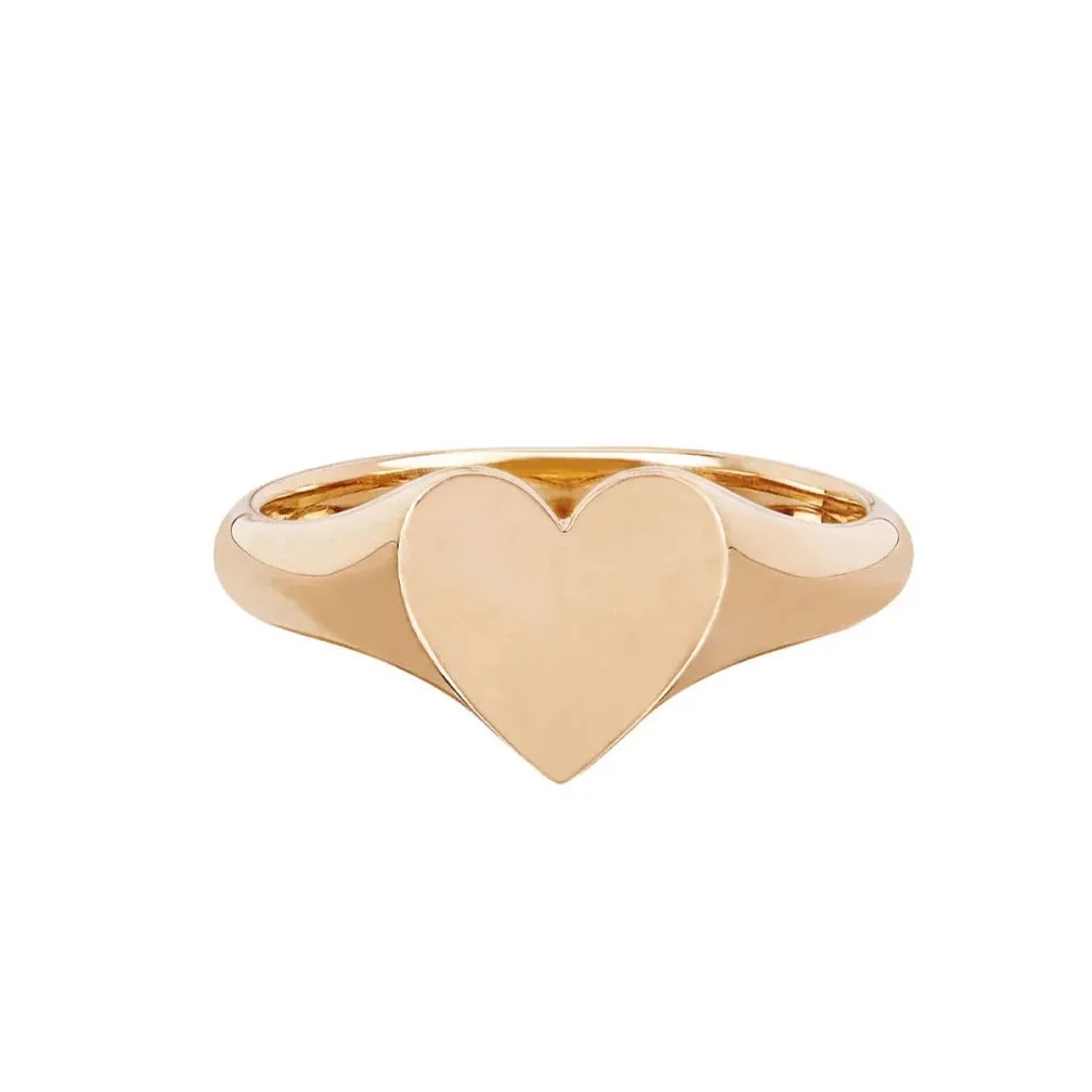 Gold Heart Signet Ring