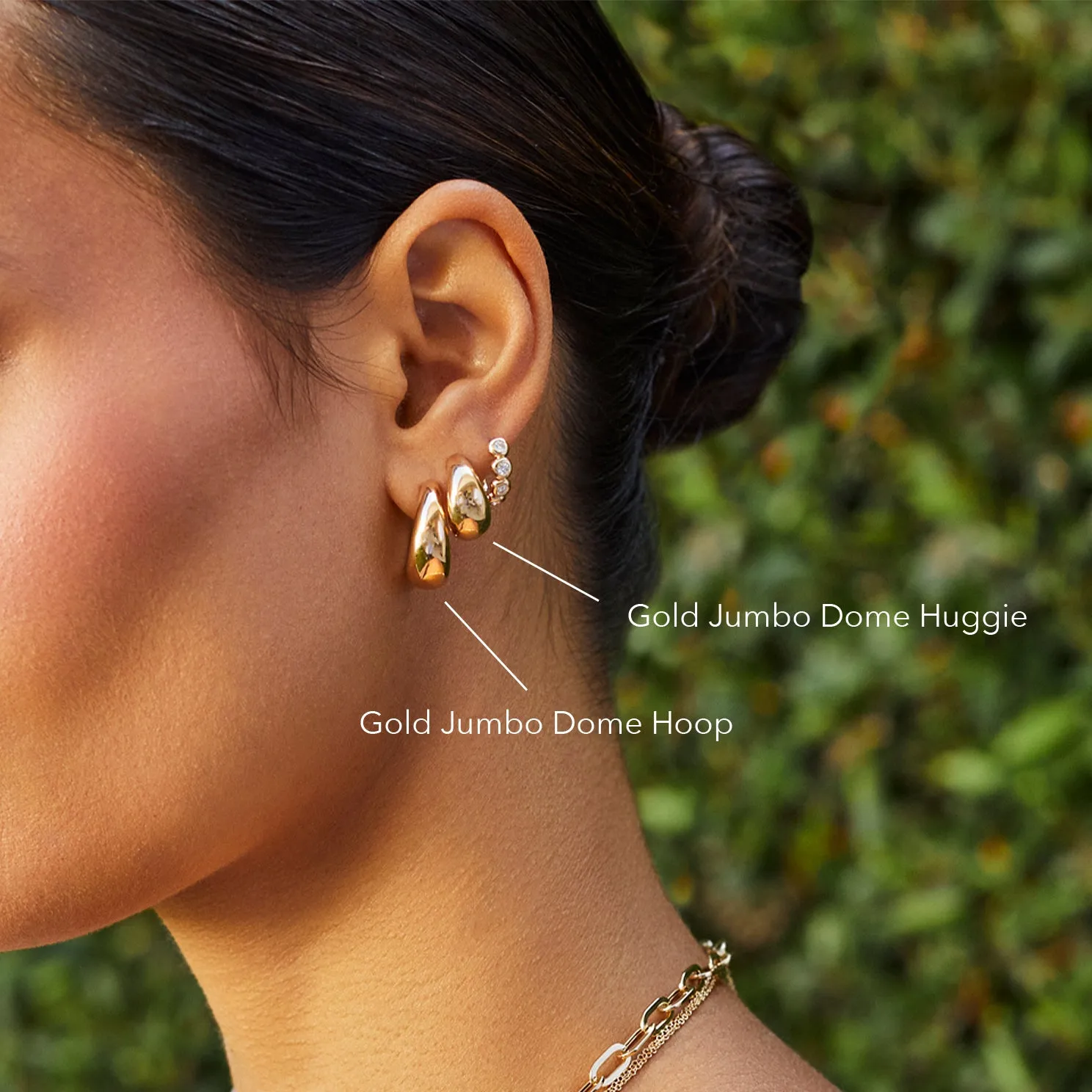 Gold Jumbo Dome Huggie Earrings