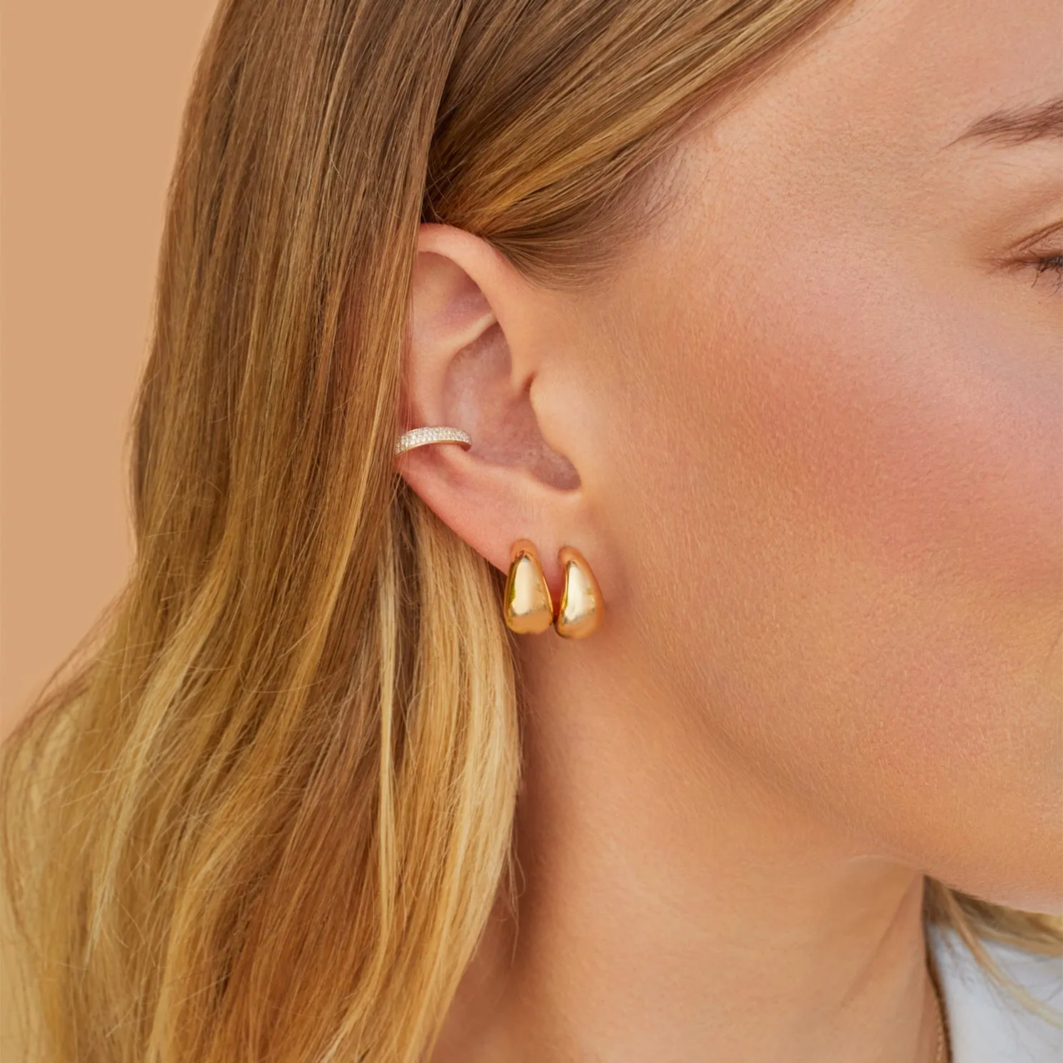 Gold Jumbo Dome Huggie Earrings