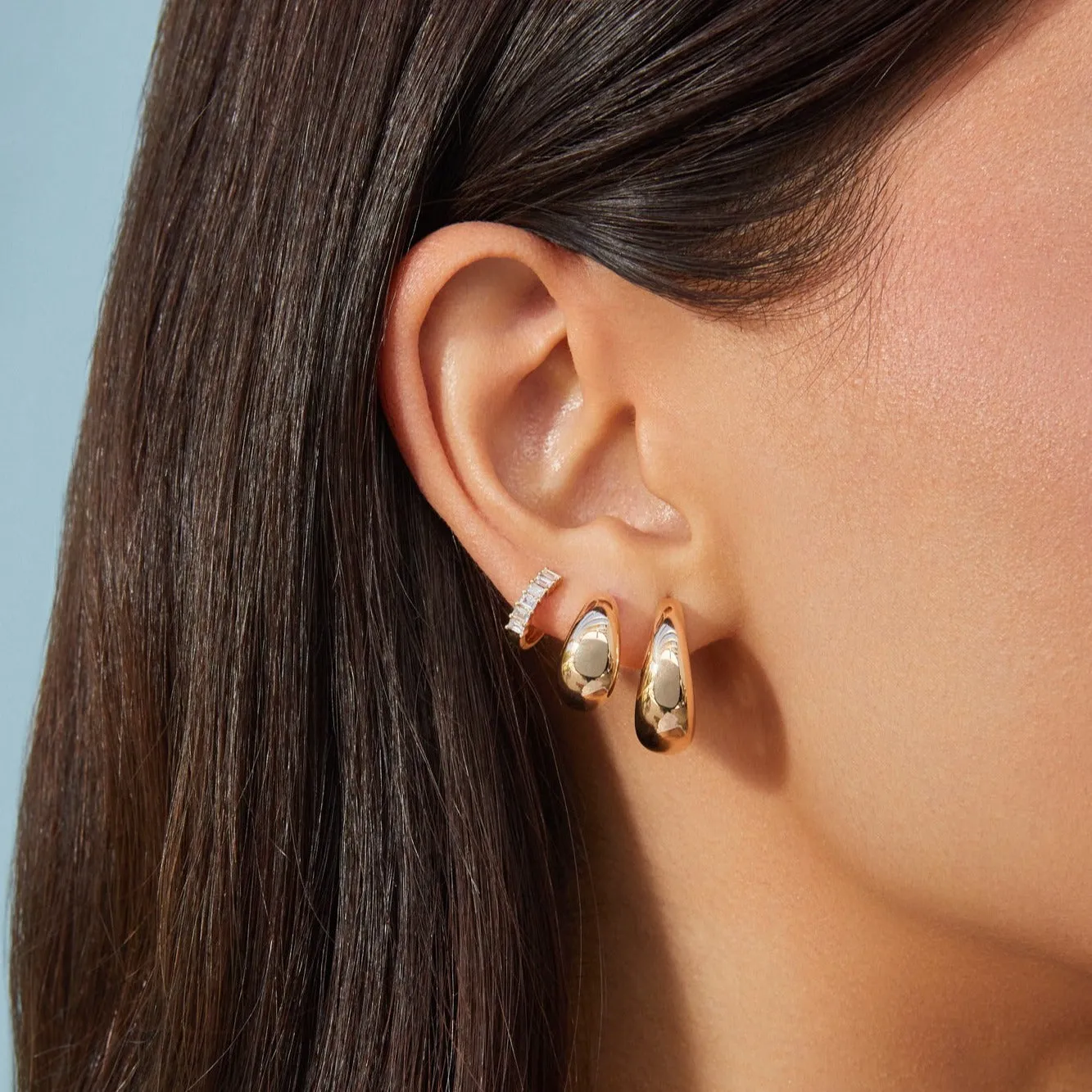 Gold Jumbo Dome Huggie Earrings