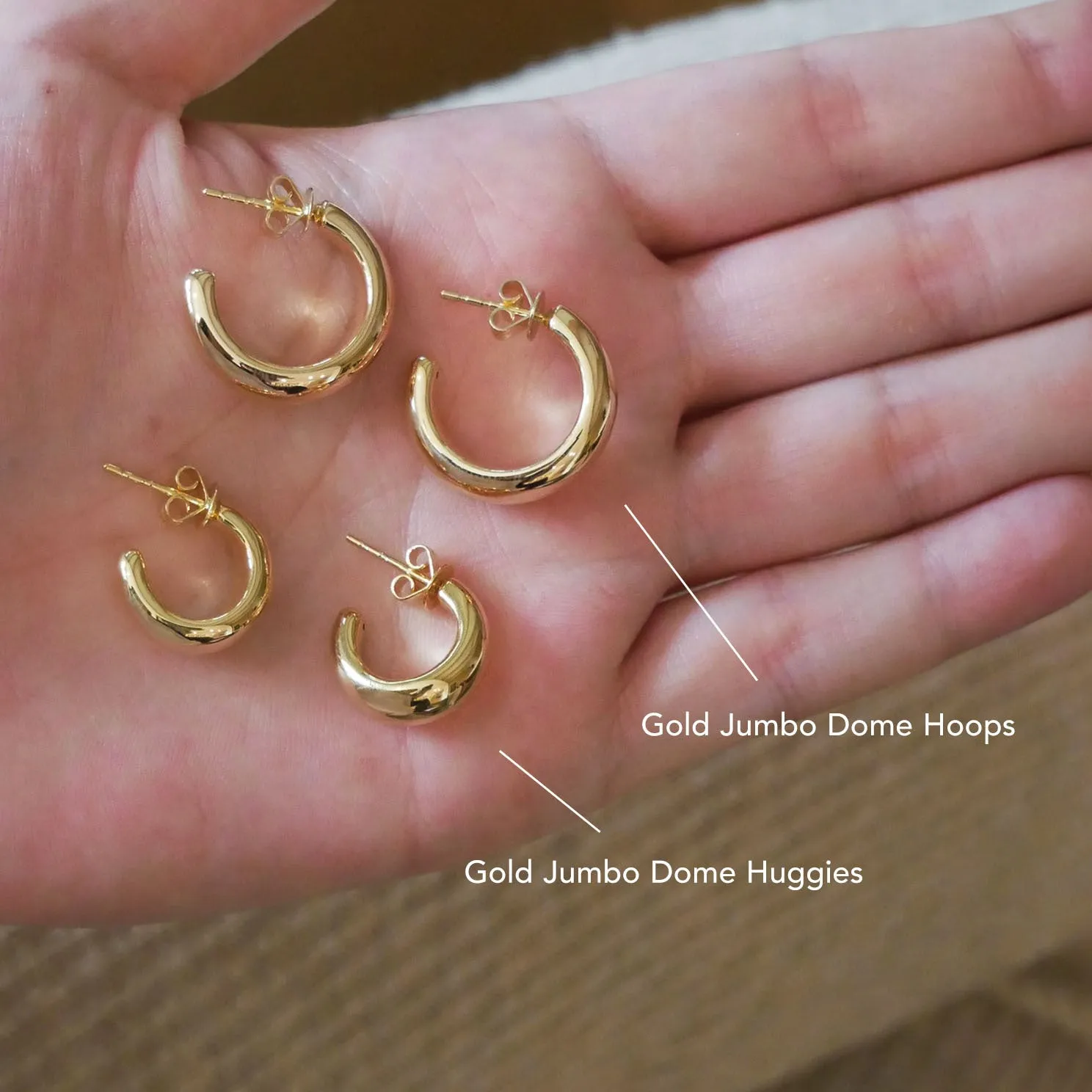 Gold Jumbo Dome Huggie Earrings