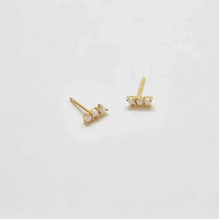 Gold Opal Bar Earrings