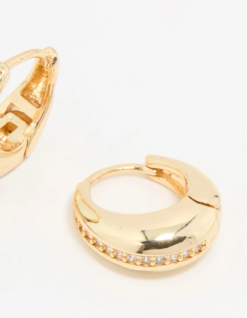 Gold Plated Cubic Zirconia Teardrop Hoop Earrings
