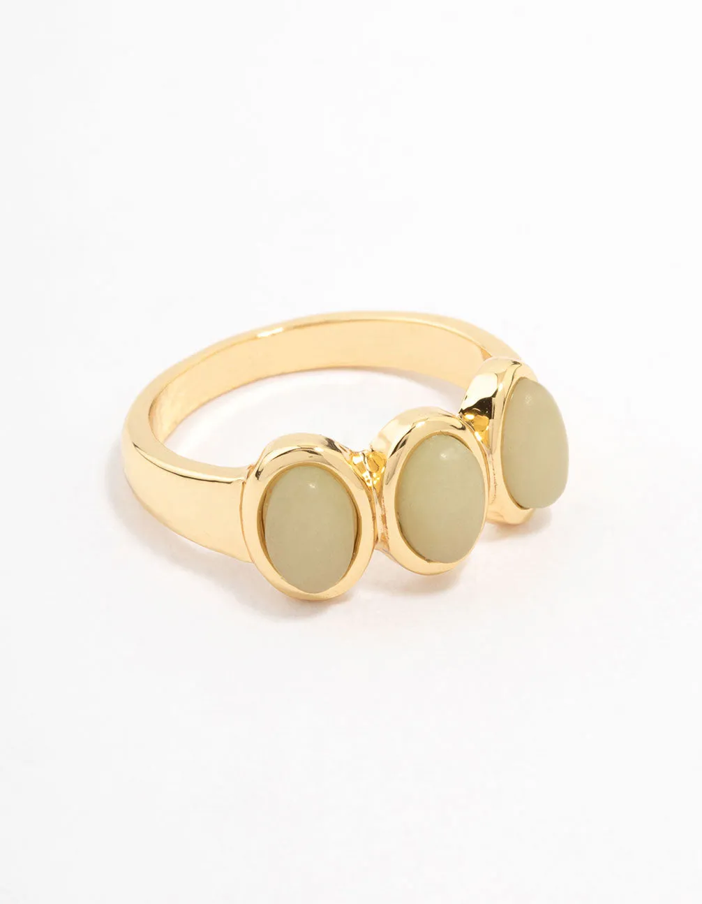 Gold Plated Trio Oval Stone Ring
