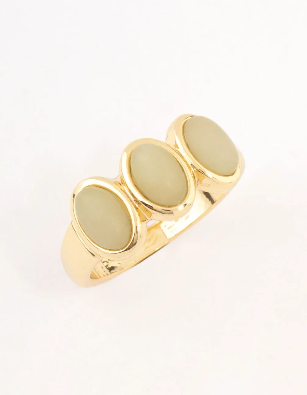 Gold Plated Trio Oval Stone Ring