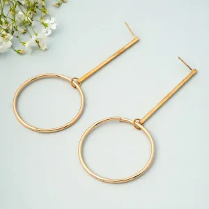 Gold Ring Bar Dangling Earrings
