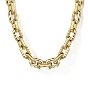 Gold Solid Faceted Men's Link Chain Necklace