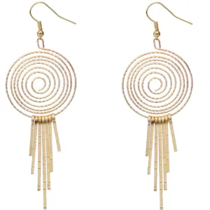 Gold Swirl Dangle Stick Earrings