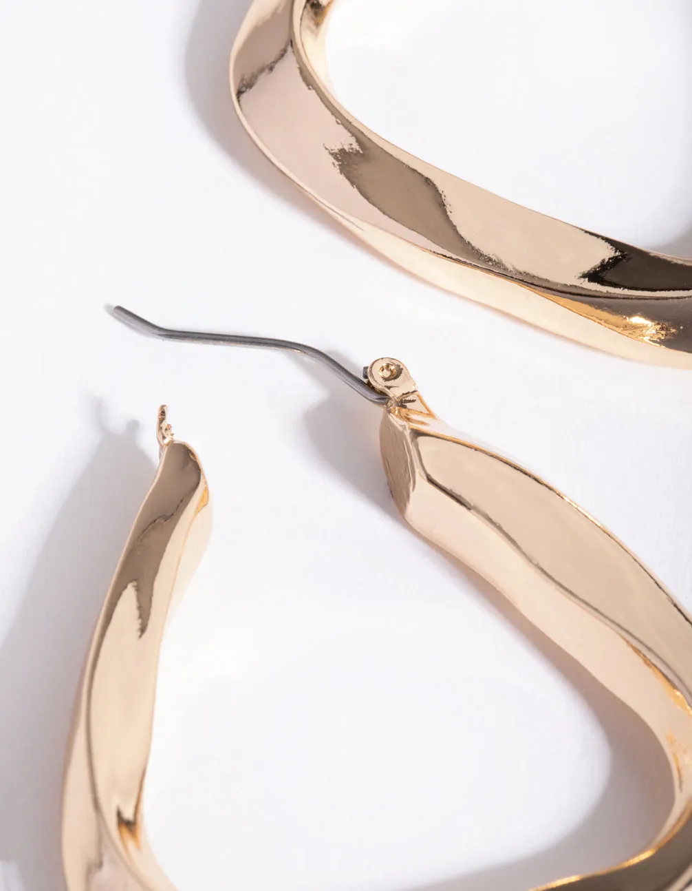 Gold Twisted Tri Hoop Earrings