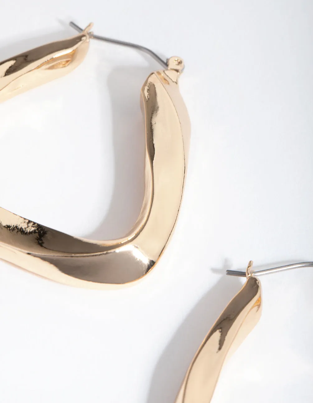 Gold Twisted Tri Hoop Earrings