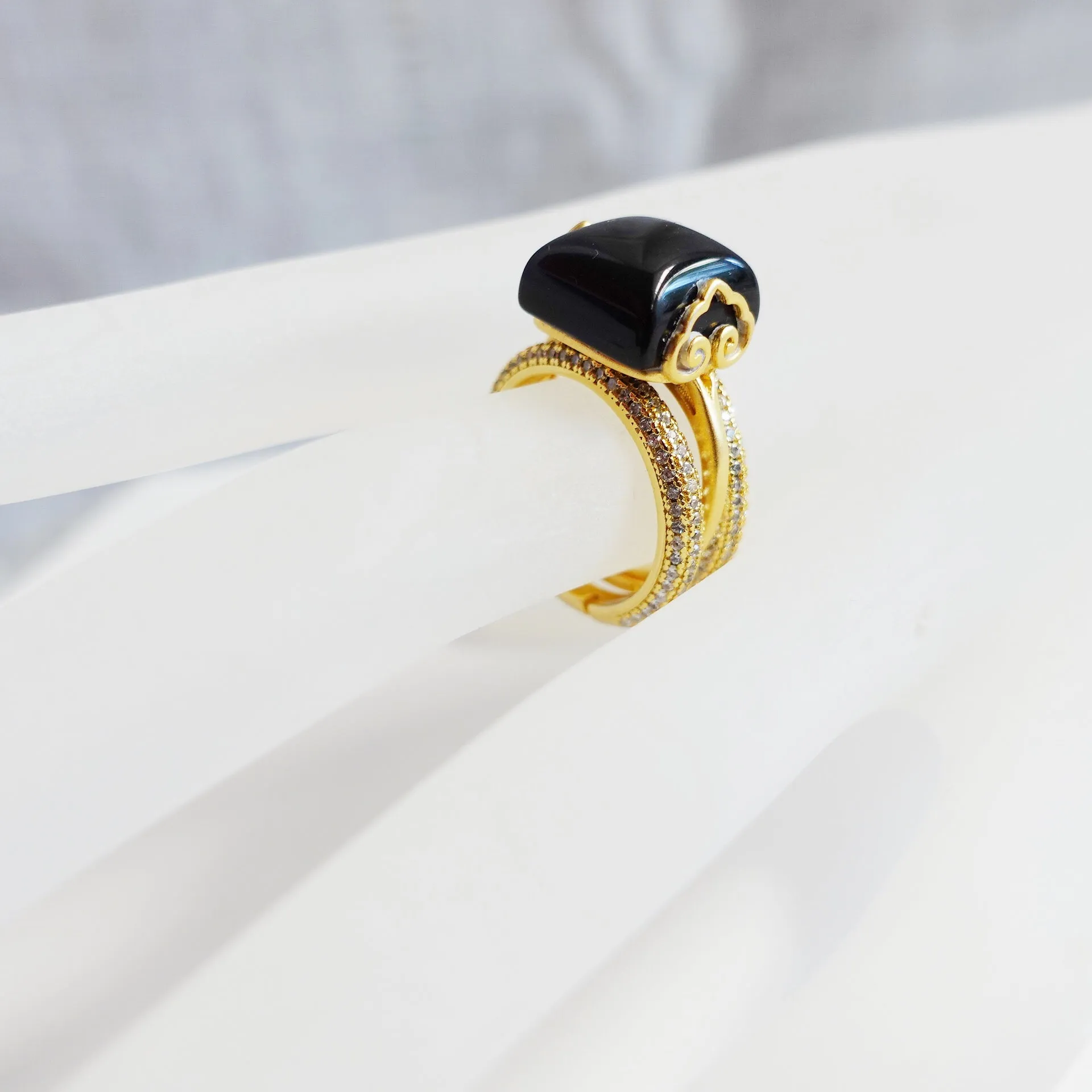 Gold Zircon Stack Ring