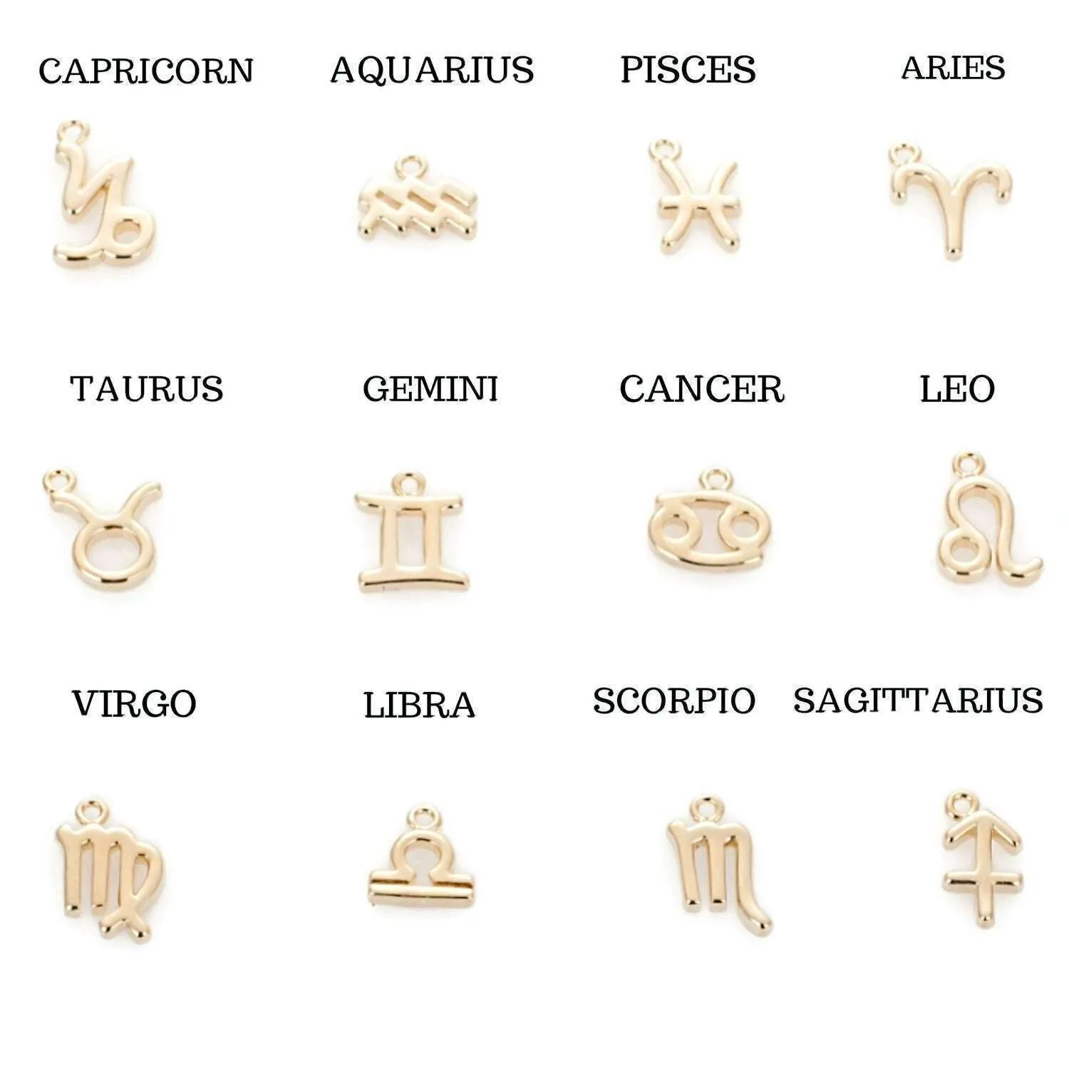 Gold Zodiac Symbol Necklace - 12 - 24 inches