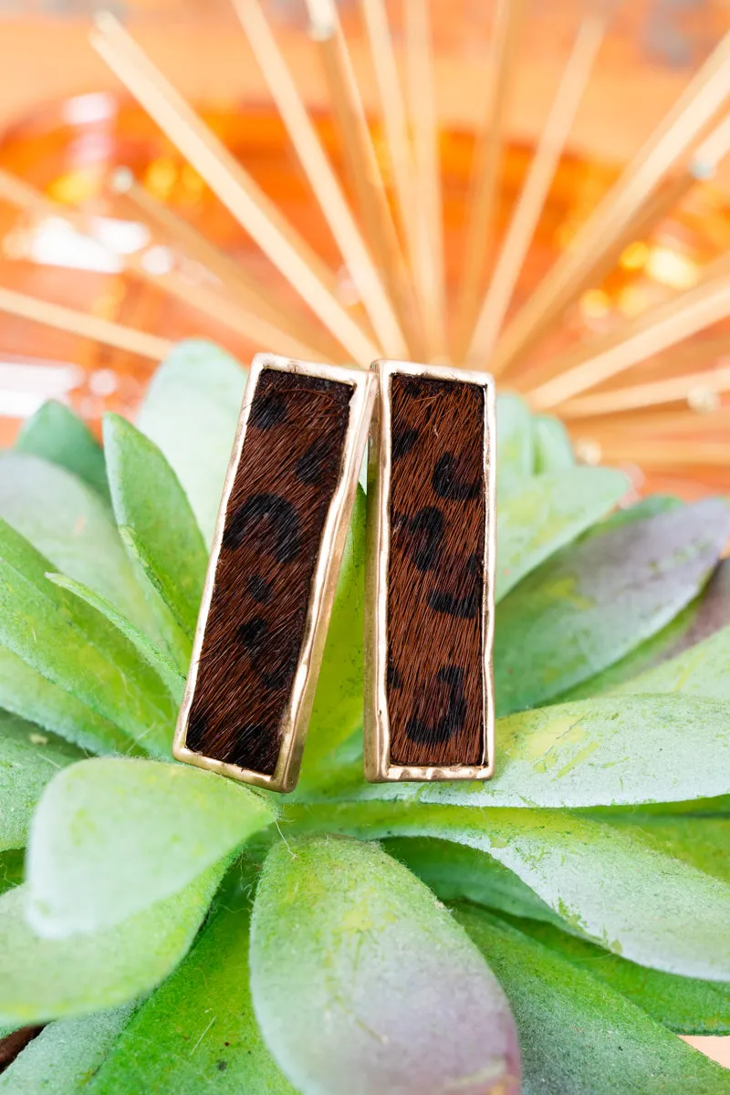 Goldbar Leopard Bar Earrings