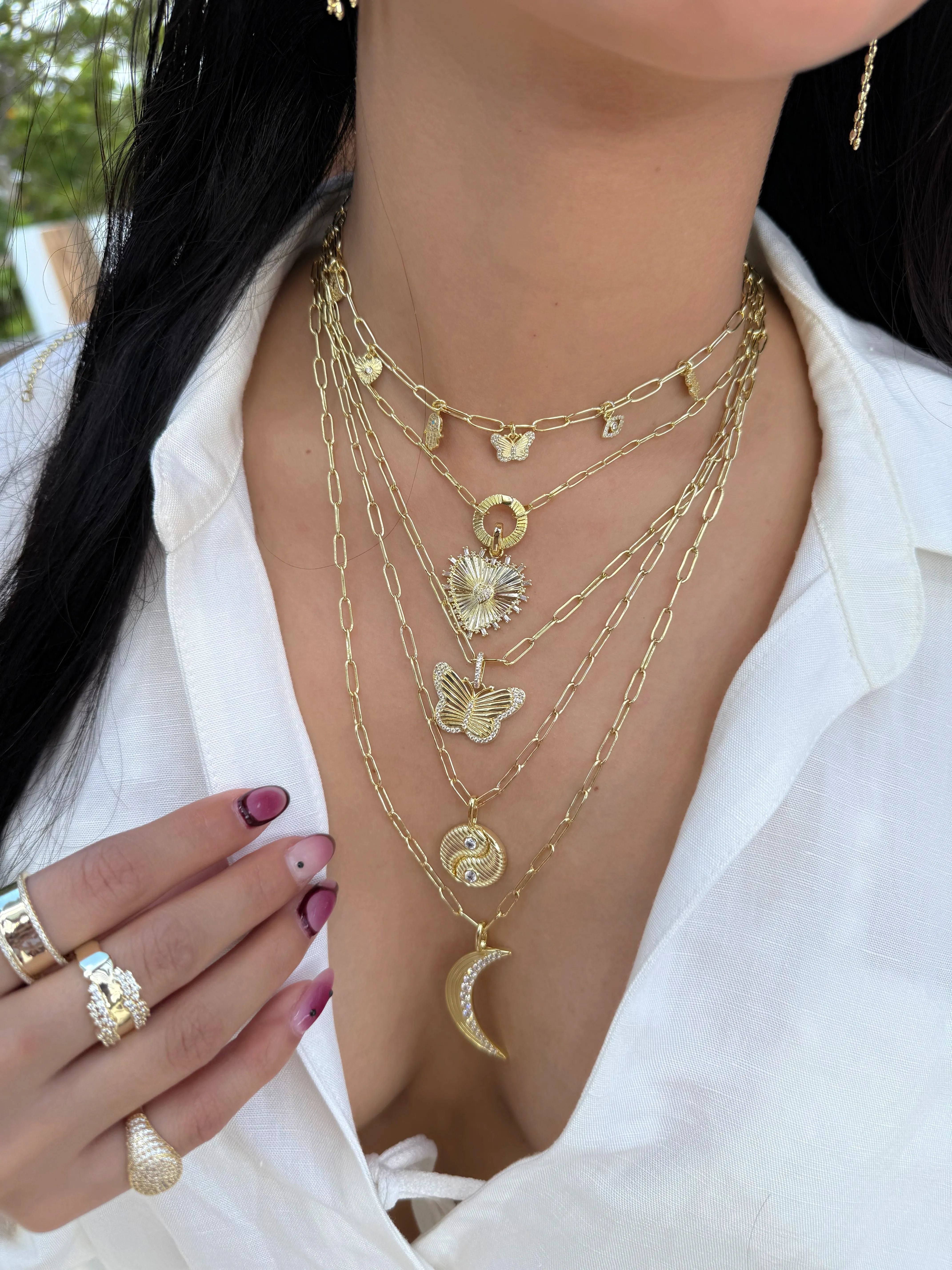 Good Vibes Paperclip Charm Necklace