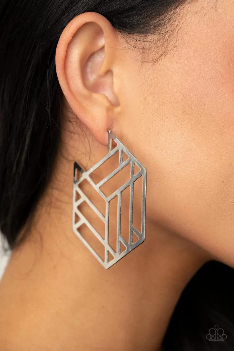 Gotta Get GEO-ing Silver Hoop Earrings Paparazzi