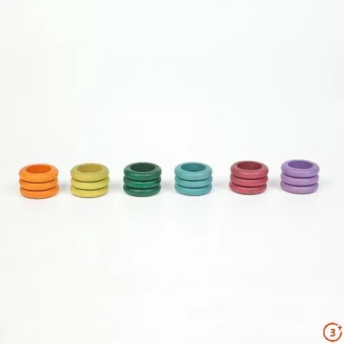 Grapat Coloured Rings - 18 pieces in 6 Non-Basic Colours