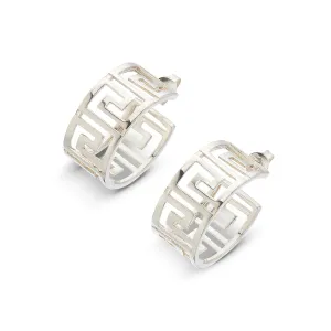 GREEK SILVER KEY HOOPS