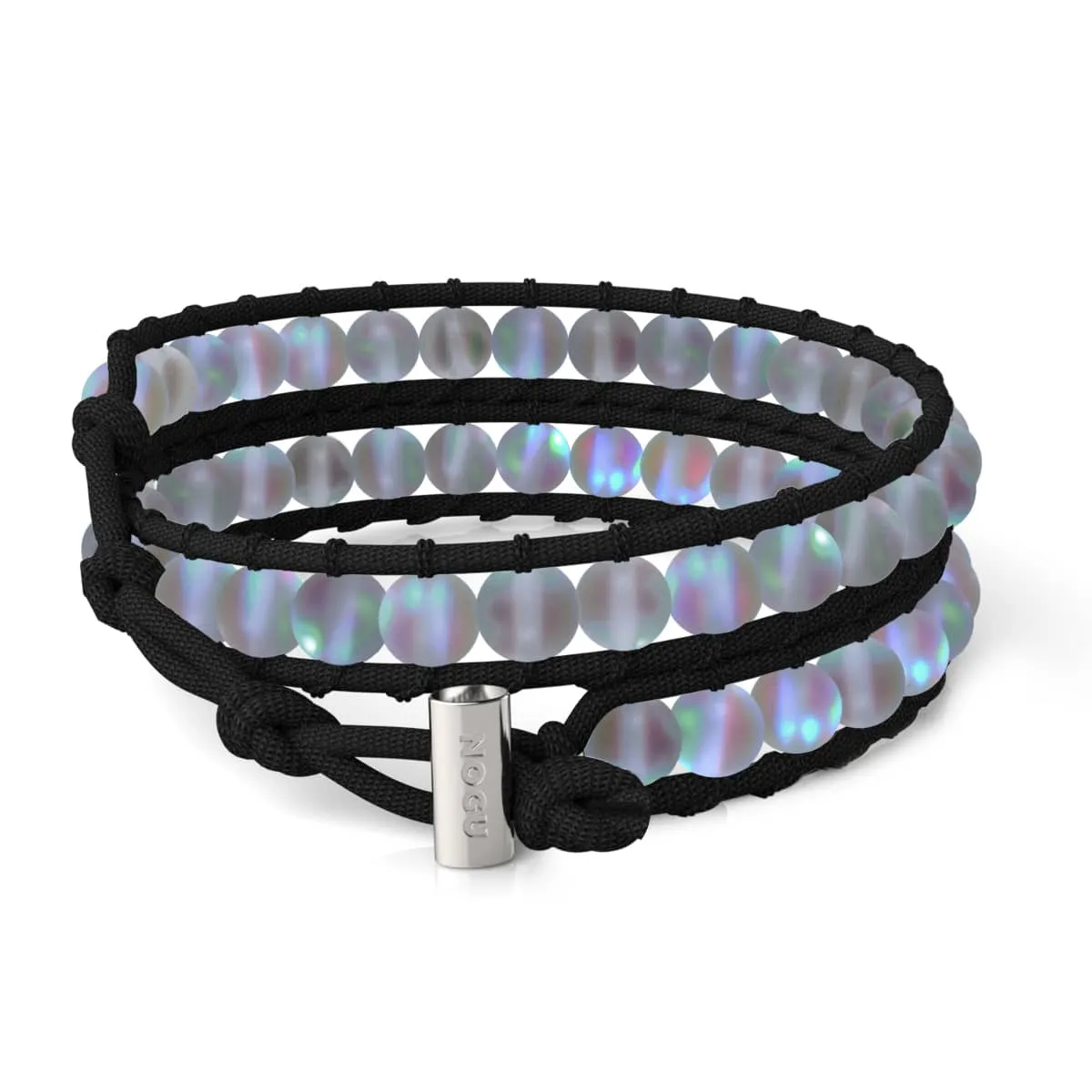 Grey | Mermaid Glass | Black Linen Wrap Bracelet
