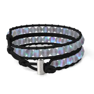 Grey | Mermaid Glass | Black Linen Wrap Bracelet