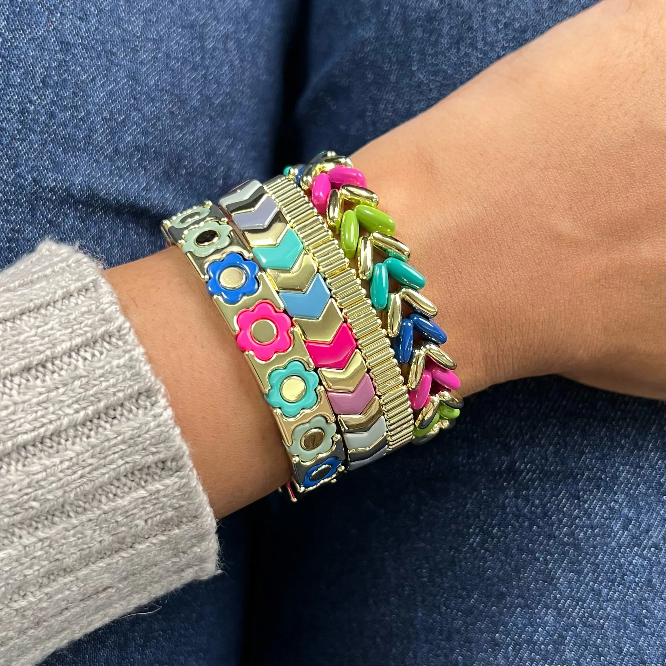 Groovy Enamel Bracelet | Gold | Thin