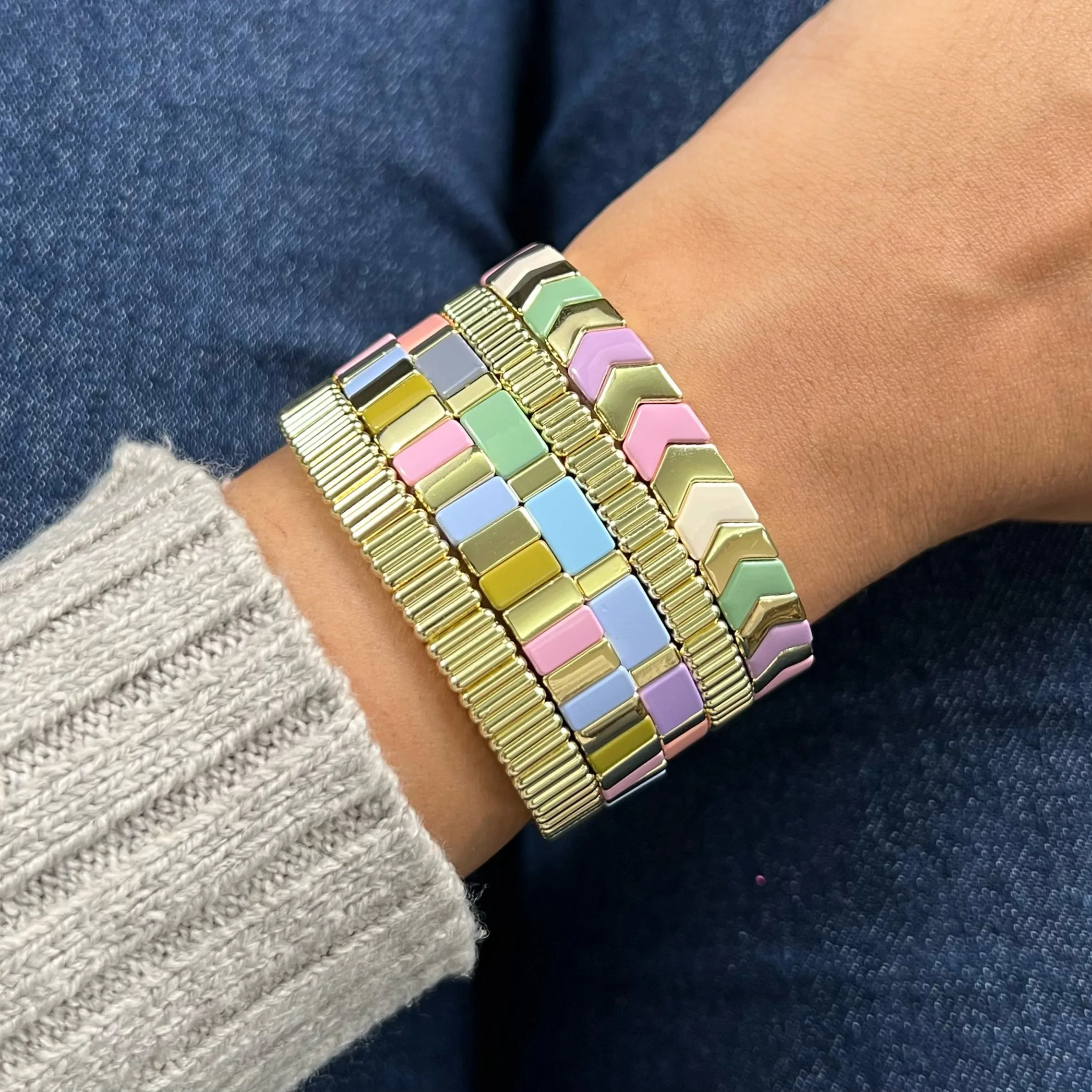 Groovy Enamel Bracelet | Gold | Thin
