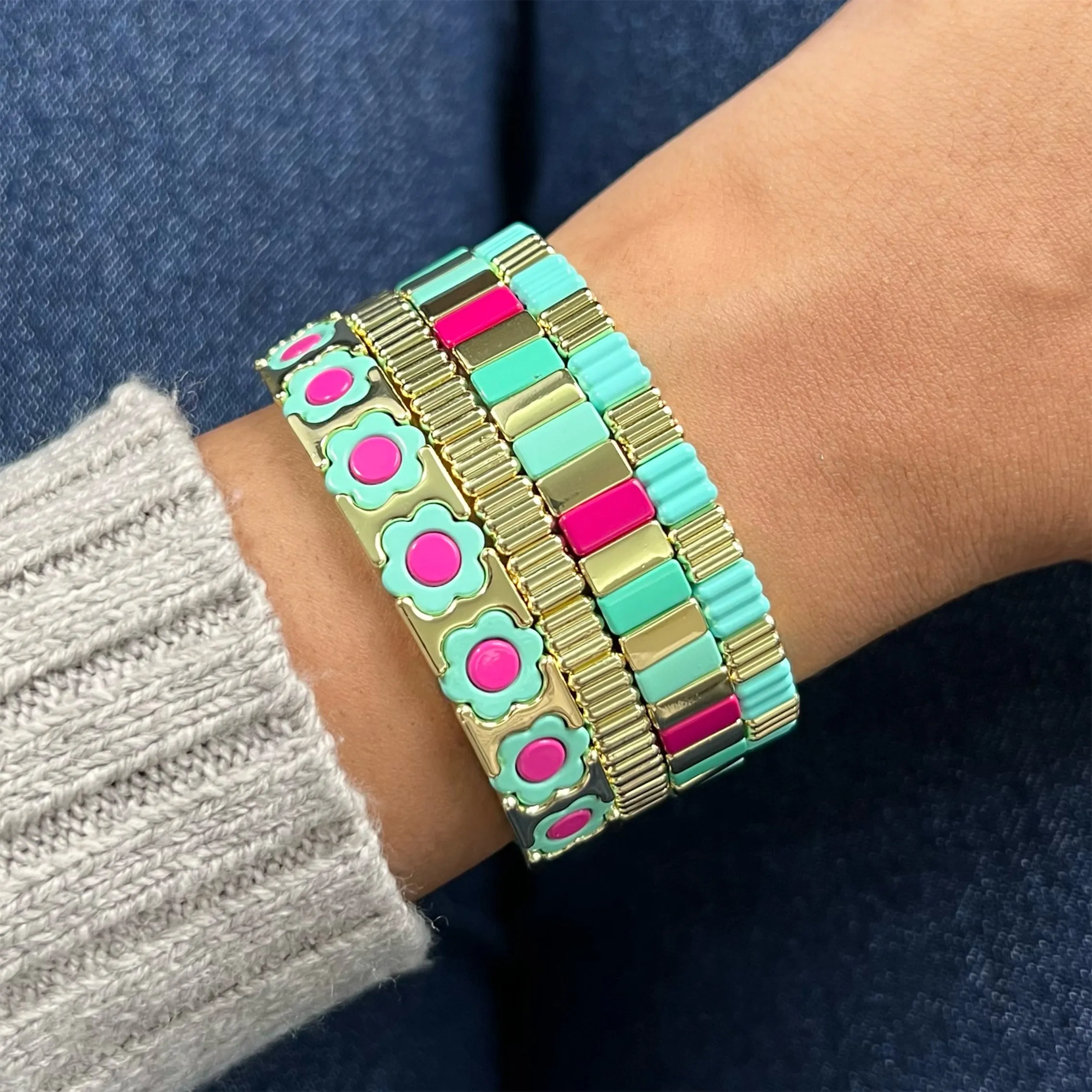 Groovy Enamel Bracelet | Gold | Thin