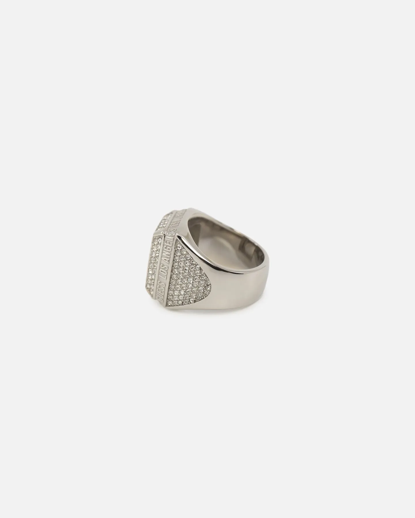 Guess Mainline 14mm Lion Pave Signet Ring Silver