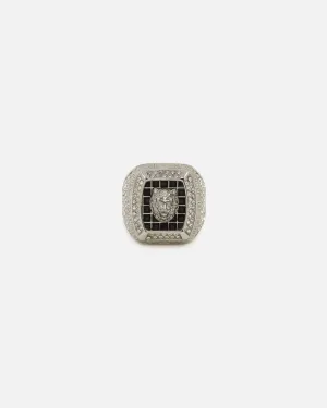 Guess Mainline 14mm Lion Pave Signet Ring Silver