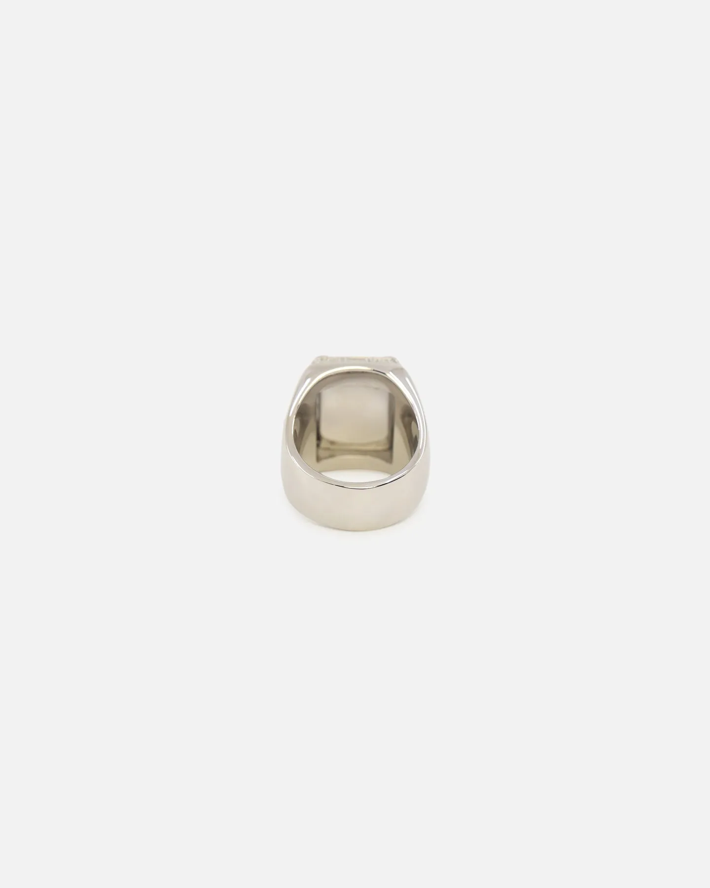 Guess Mainline 14mm Lion Pave Signet Ring Silver