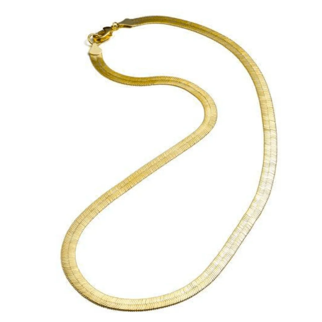 HAILEY HERRINGBONE CHAIN NECKLACE, MEDIUM - GOLD