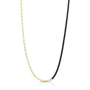 HALF & HALF ENAMEL PAPERCLIP NECKLACE, BLACK