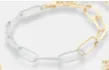 Half Gold/Half Enamel Paperclip Chain Bracelet