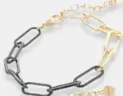 Half Gold/Half Enamel Paperclip Chain Bracelet