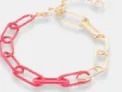 Half Gold/Half Enamel Paperclip Chain Bracelet
